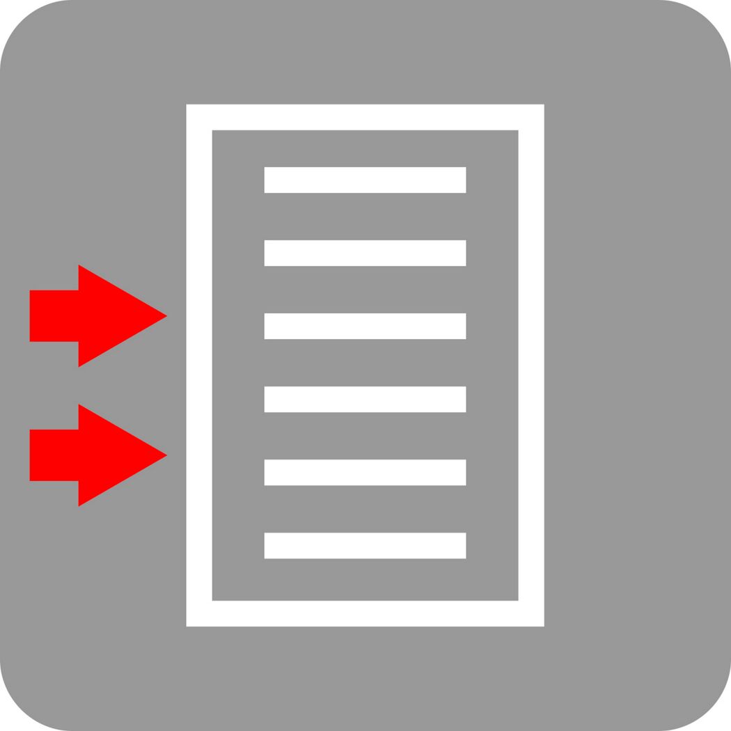 Zwei Pfeile zeigen auf eine Liste.