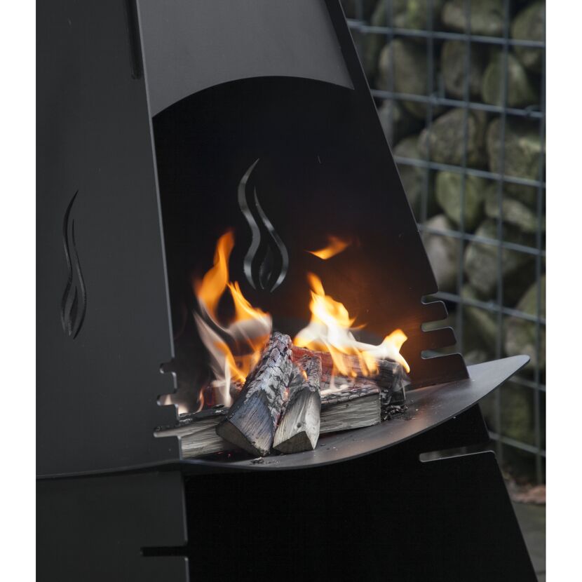 Gartenkamin Stahl schwarz 60 x 124 x 58 cm