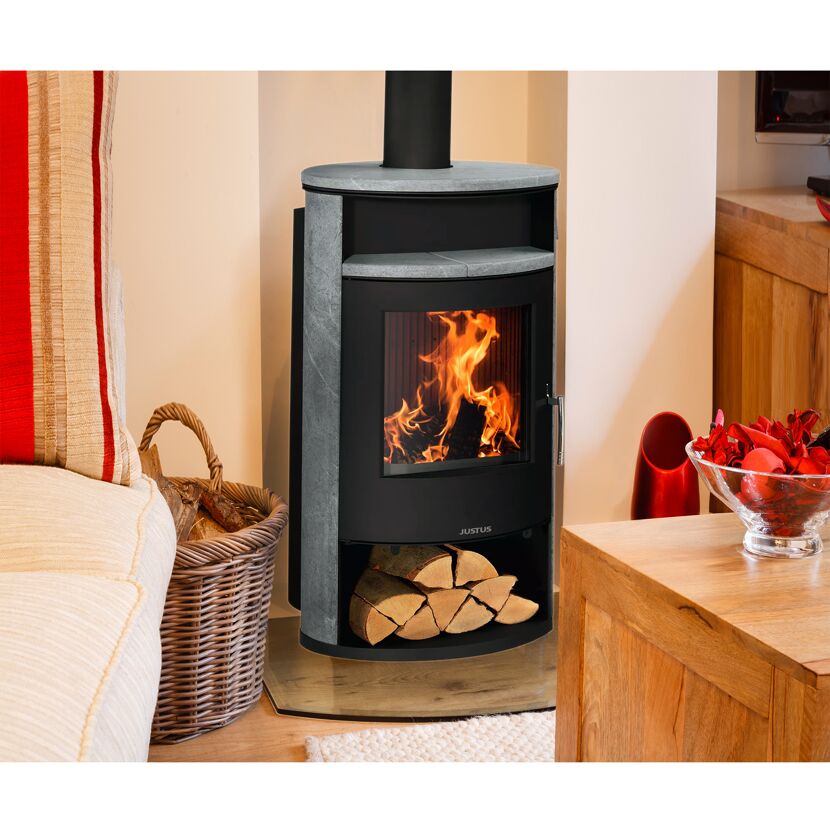 Kaminofen 'Island Aqua II' wasserführend Stahl/Speckstein 10 kW