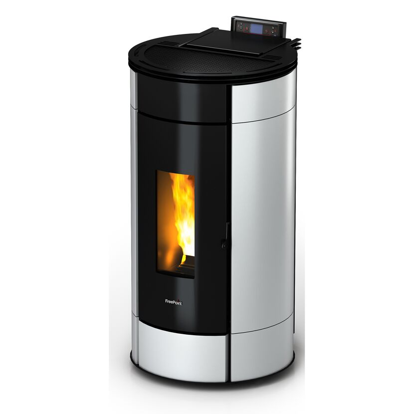 Pelletofen 'Globe' Stahl schwarz/weiß 10,5 kW
