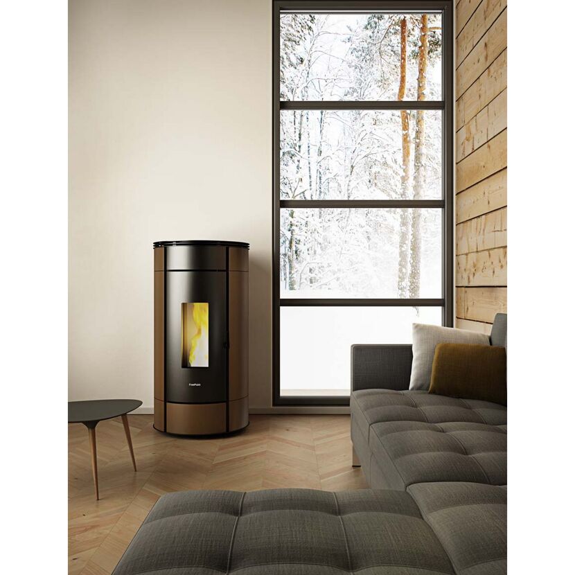 Pelletofen 'Globe' Stahl schwarz/braun 10,5 kW