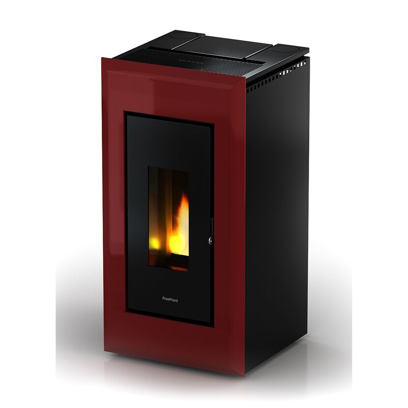 Pelletofen 'Vega' Stahl schwarz/rot 10,5 kW