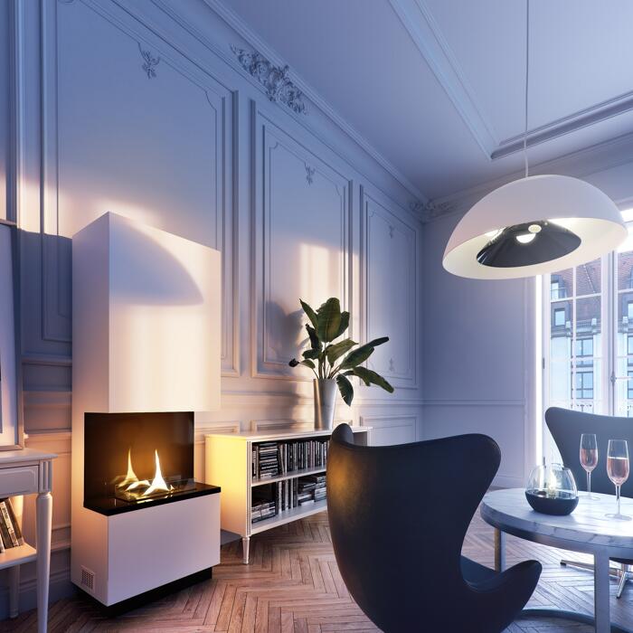 Tenderflame Wandkamin 'Blues' 2 kW, weiß