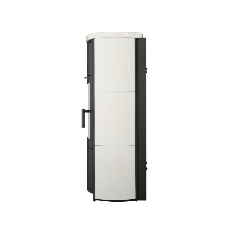Weißer Kaminofen Keno ECOplus 5KW von Hark in Seitenansicht