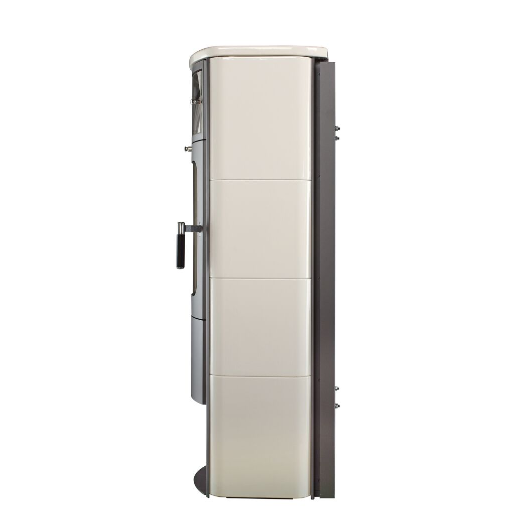 Weißer Hark Kaminofen Opera-B Grande cremeweiss 7KW in Seitenansicht