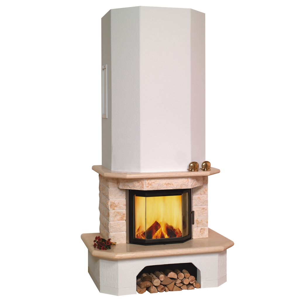 Kaminofen 'Aspen I' Marmor/Schamotte weiß/beige 8 kW