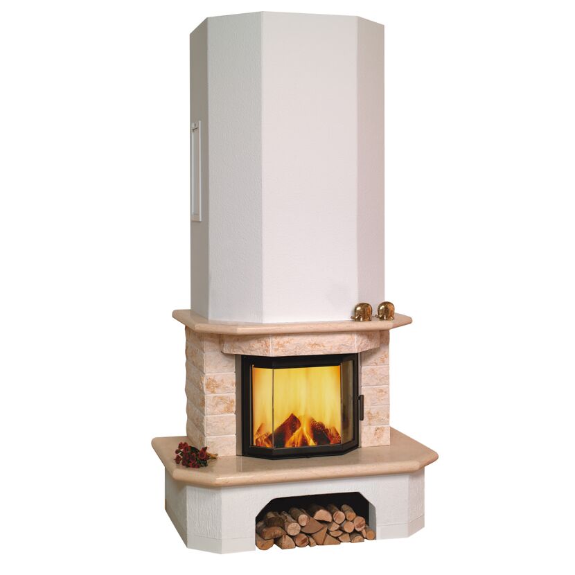 Kaminofen 'Aspen I' Marmor/Schamotte weiß/beige 8 kW