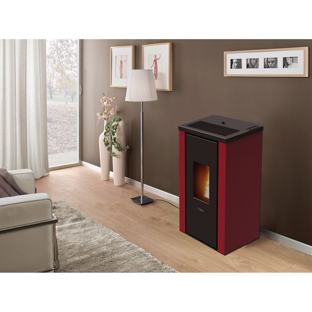 Pelletofen 'Vera' Stahl schwarz/rot 7 kW