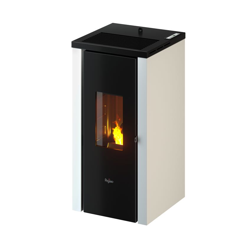 Pelletofen 'Vera' Stahl schwarz/weiß 7 kW