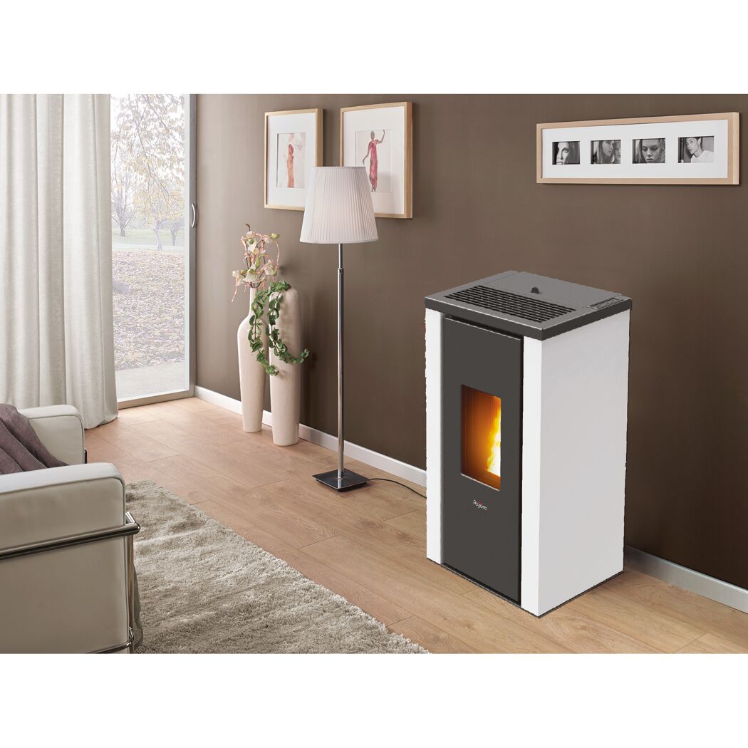 Pelletofen 'Vera' Stahl schwarz/weiß 7 kW