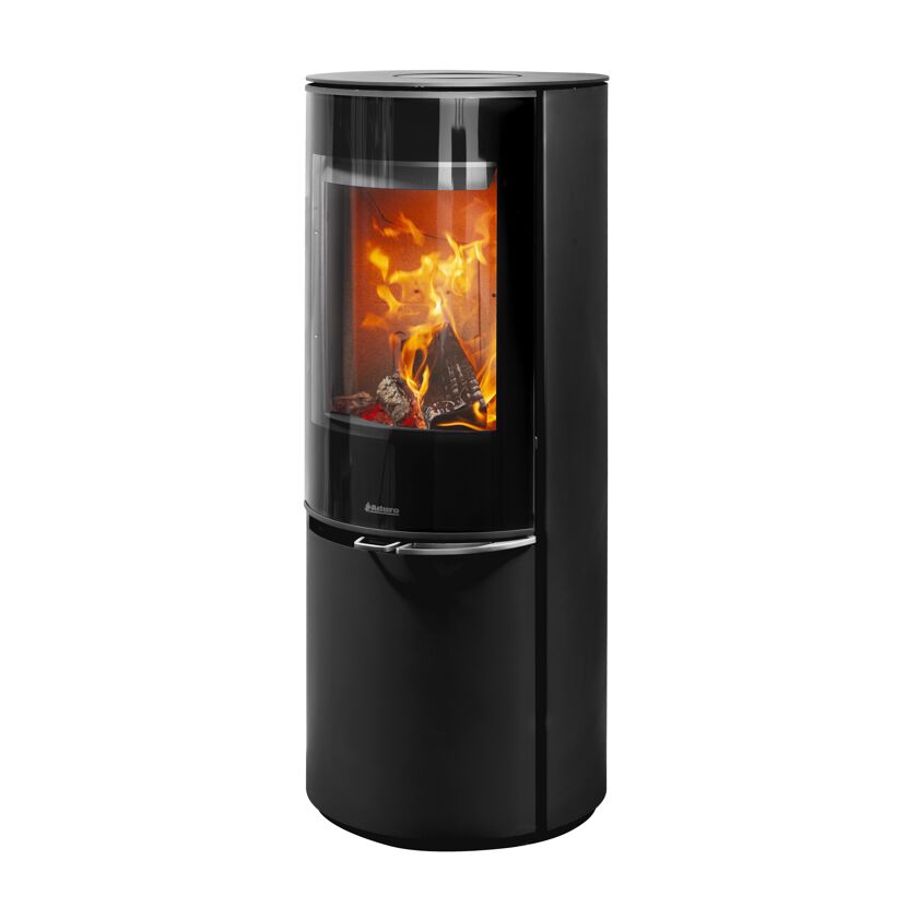 Schwarzer Kaminofen Aduro 22.1 Lux mit Feuer