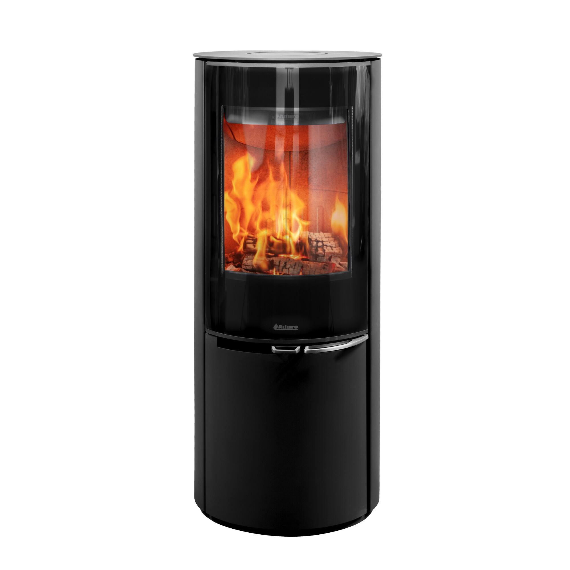 Schwarzer Kaminofen Aduro 22.1 Lux mit Feuer