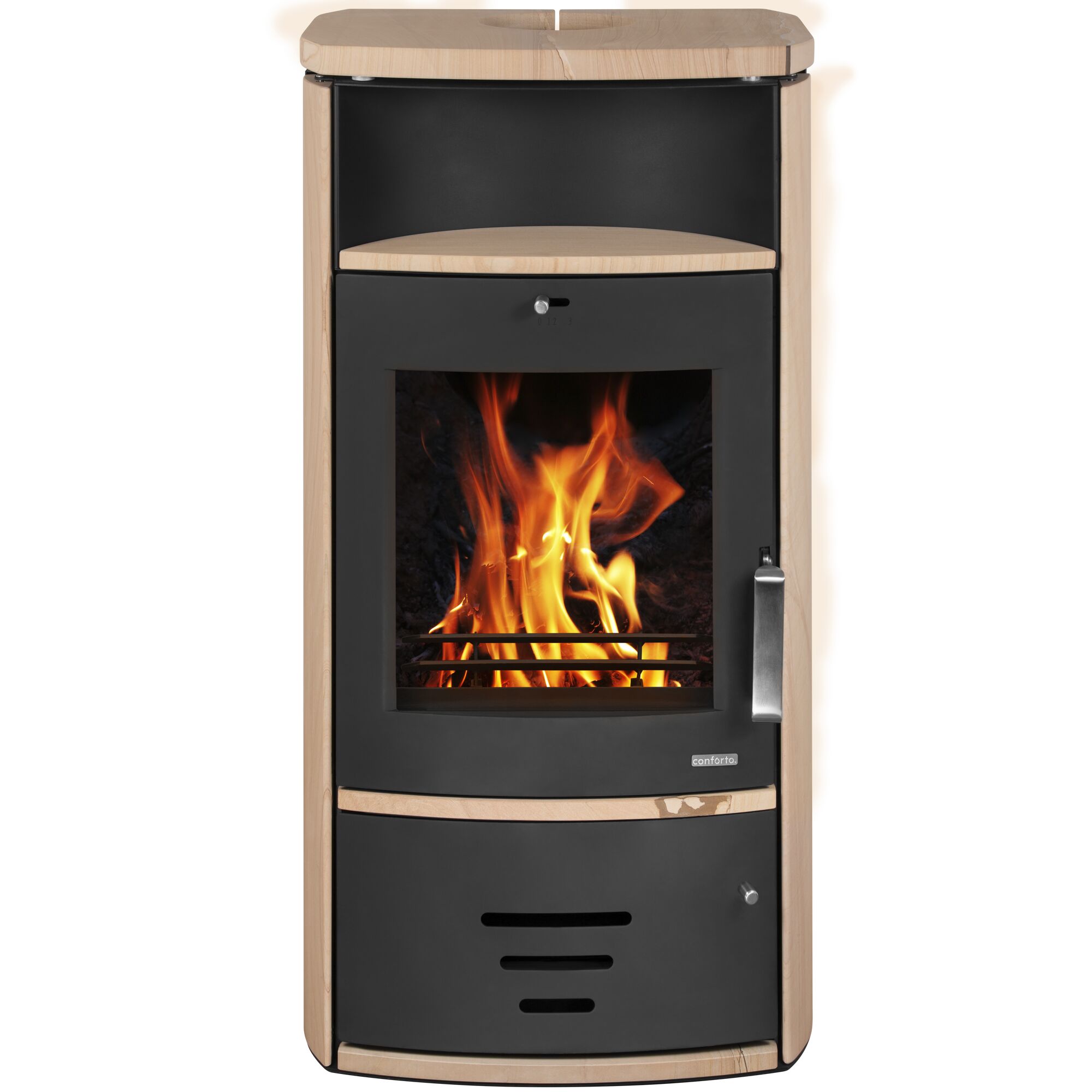 Kaminofen Modena mit brennendem Feuer