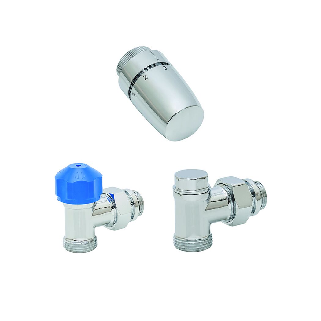 Thermostatventil-Set 'Eck' 1/2" chrom