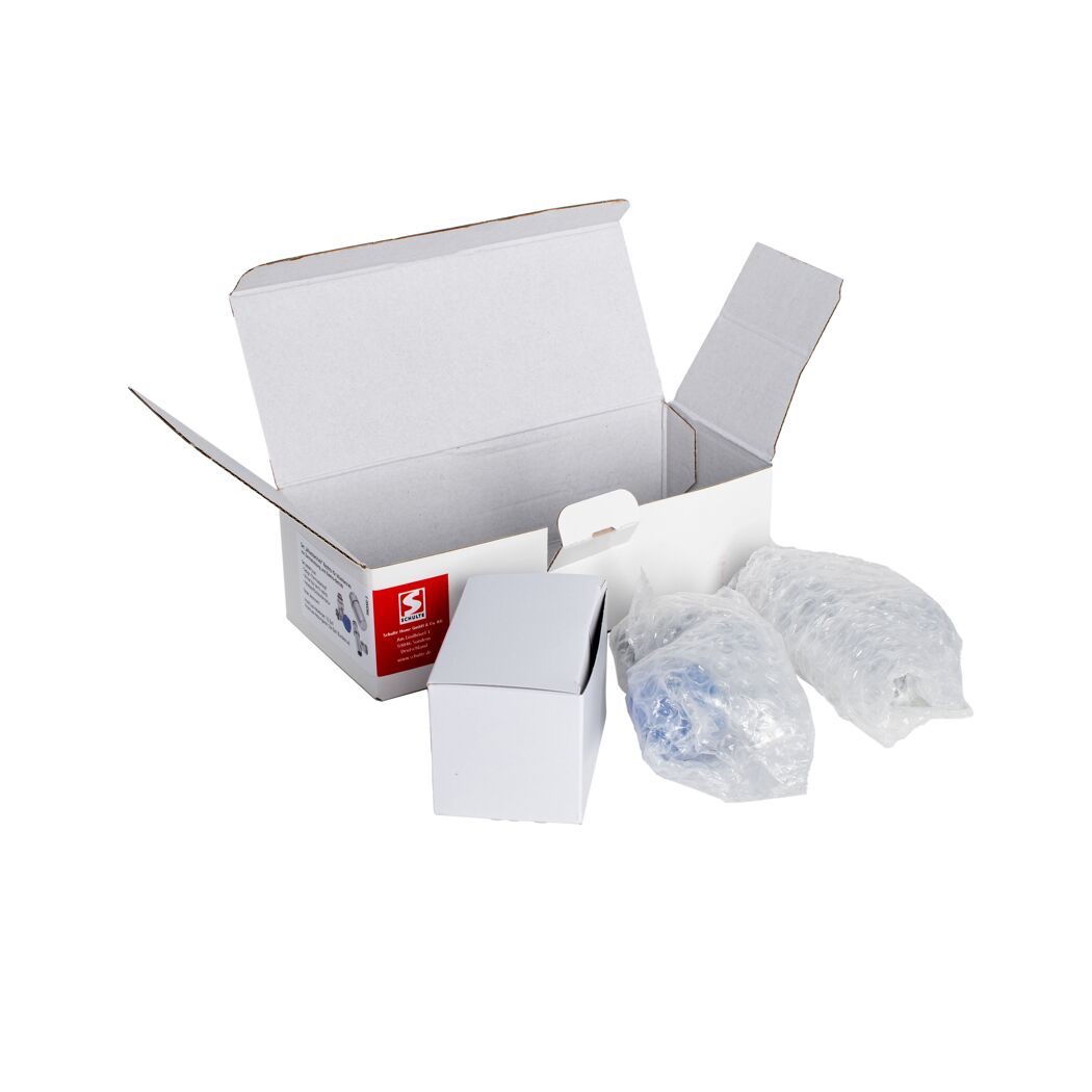 Zwei Thermostatventile in geöffneter Verpackung