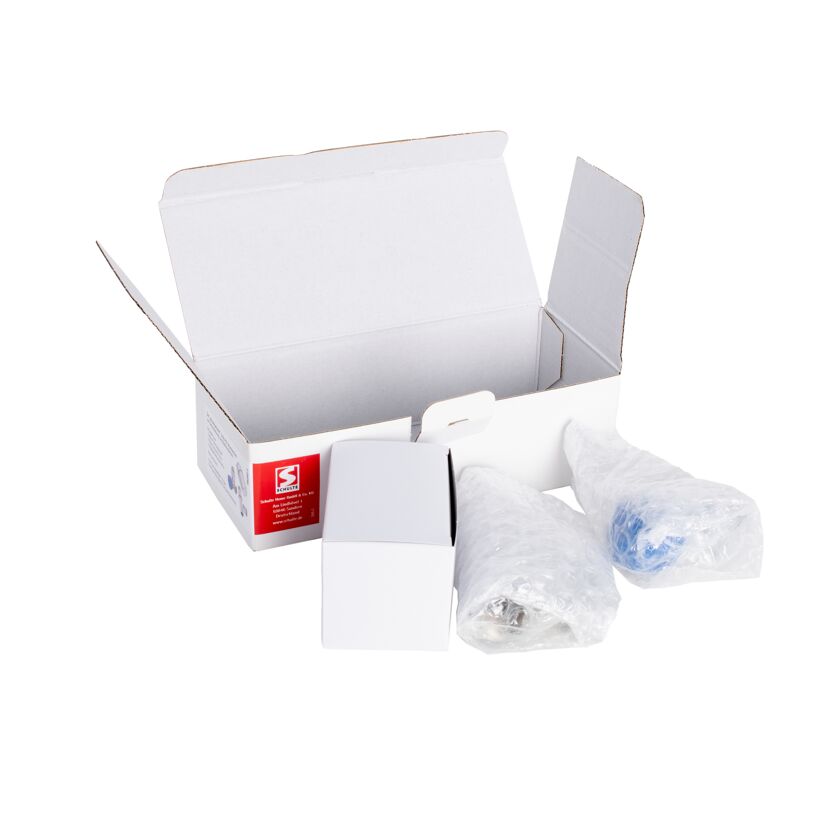 Thermostat-Set für Mischbetrieb links in geöffneter Verpackung
