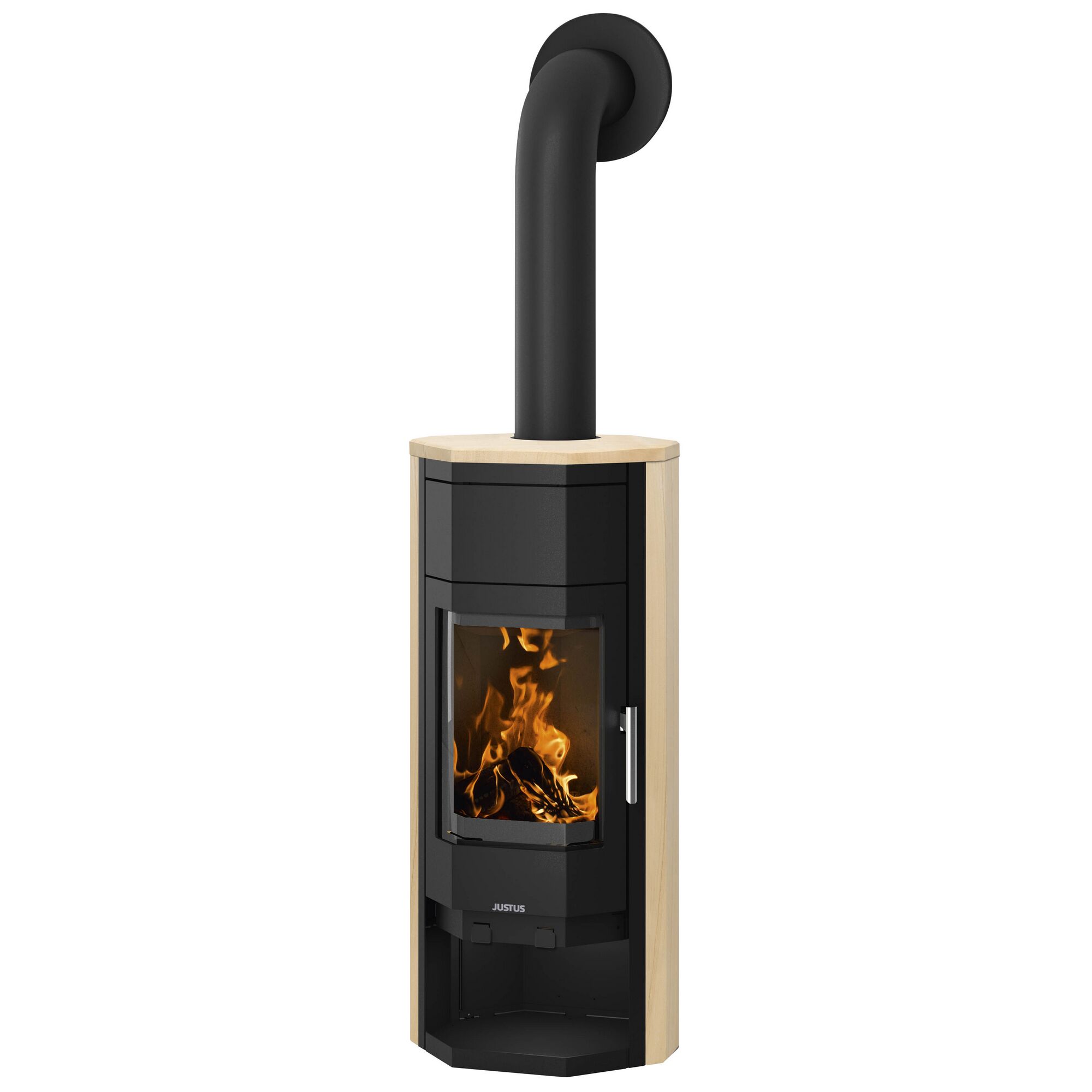 Kaminofen Udedom W 2.0 Sandstein mit Feuer