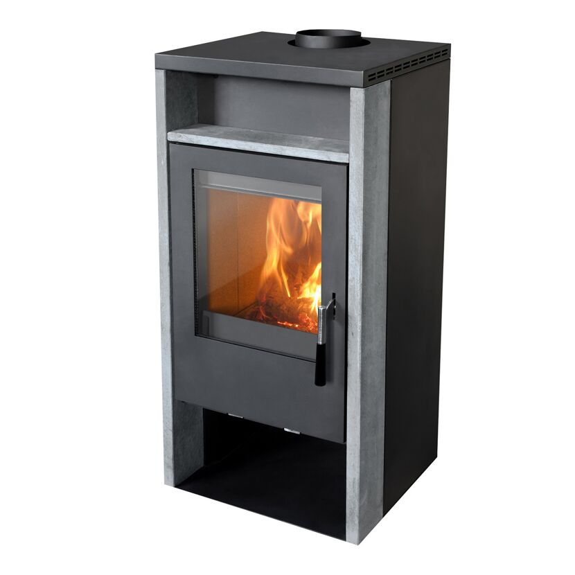 Kaminofen KRONOS Naturstein mit Feuer