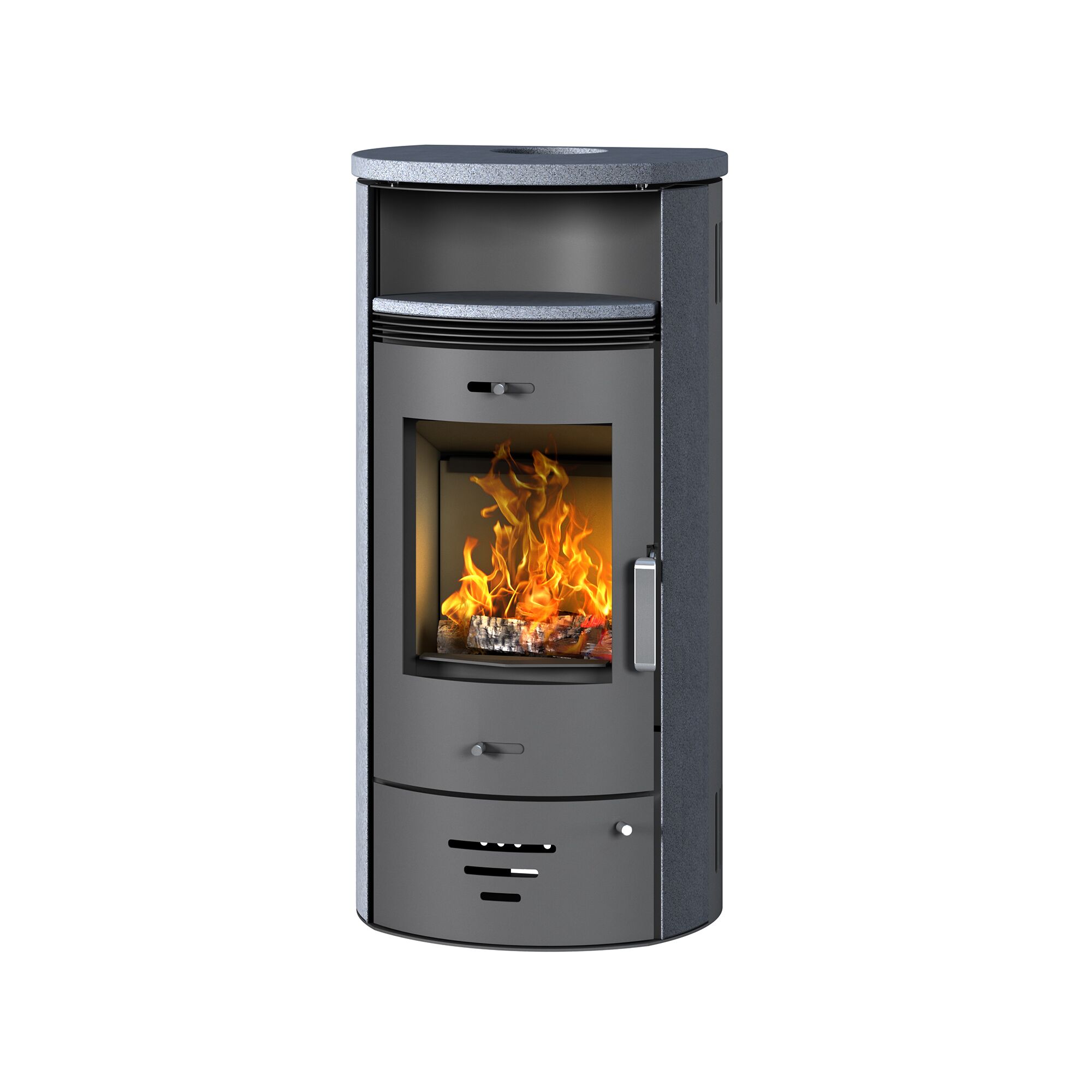 Kaminofen Casablanca GTS 7,5 kW mit brennendem Feuer