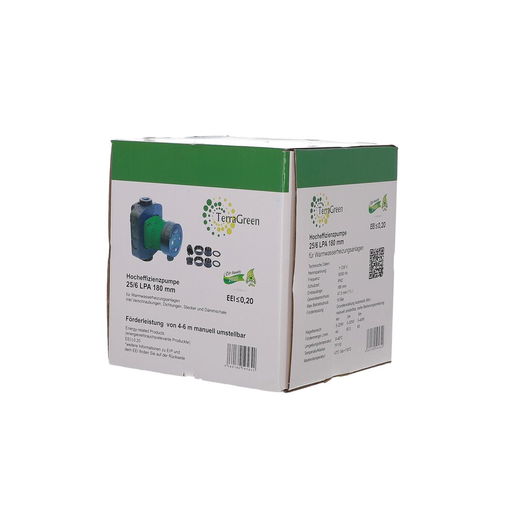 Verpackung einer Hocheffizienzpumpe von TerraGreen