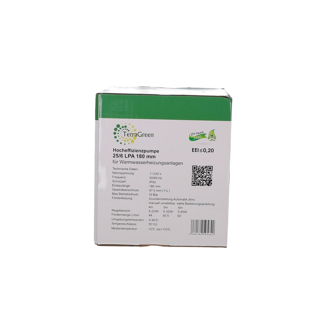 Verpackung einer TerraGreen Hocheffizienzpumpe