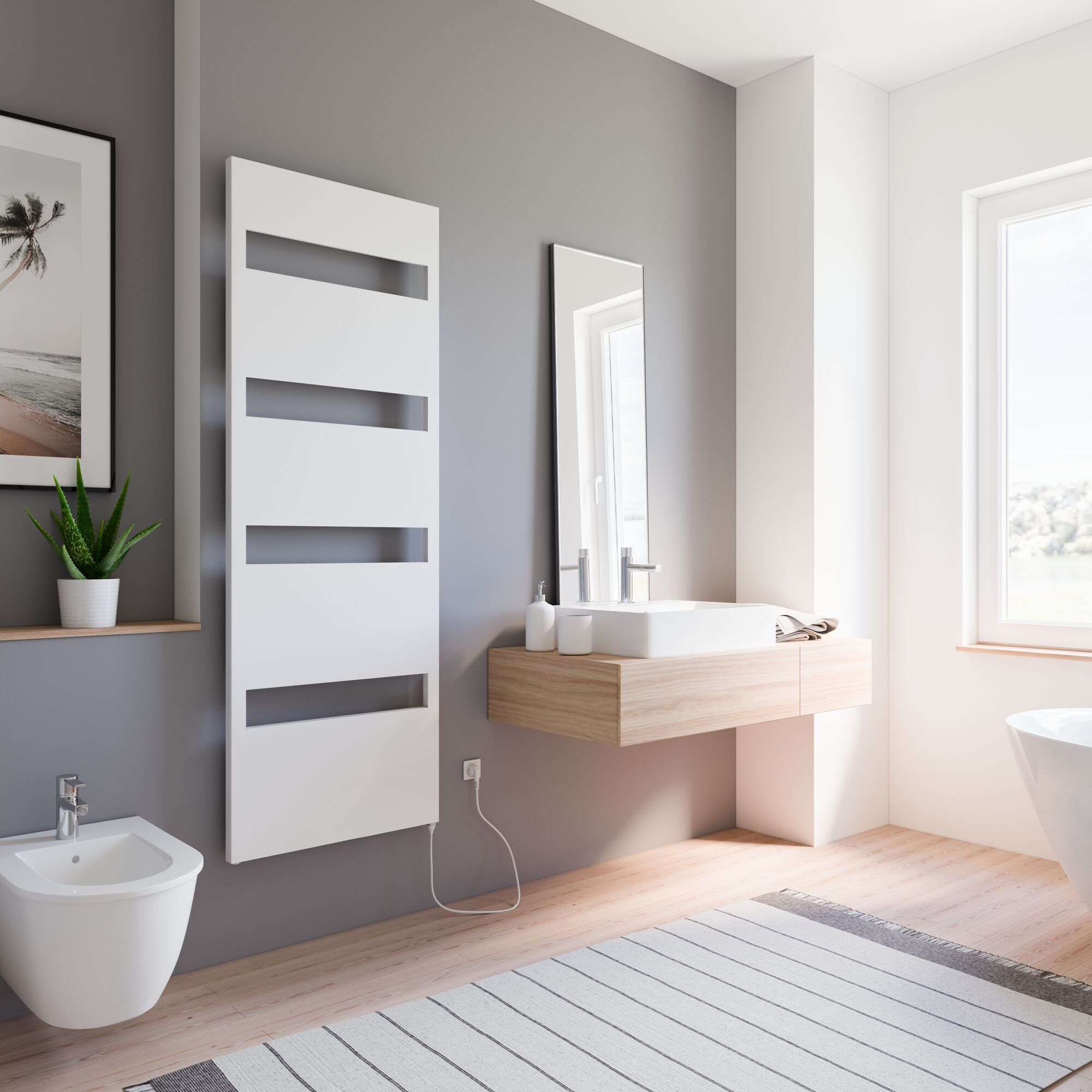 Weißer Badheizkörper Turin in modernem Badezimmer