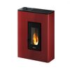 Roter Pelletofen Atrium 5 von Freepoint mit Flamme