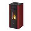 Roter Pelletofen Amaranto 9 mit brennendem Feuer