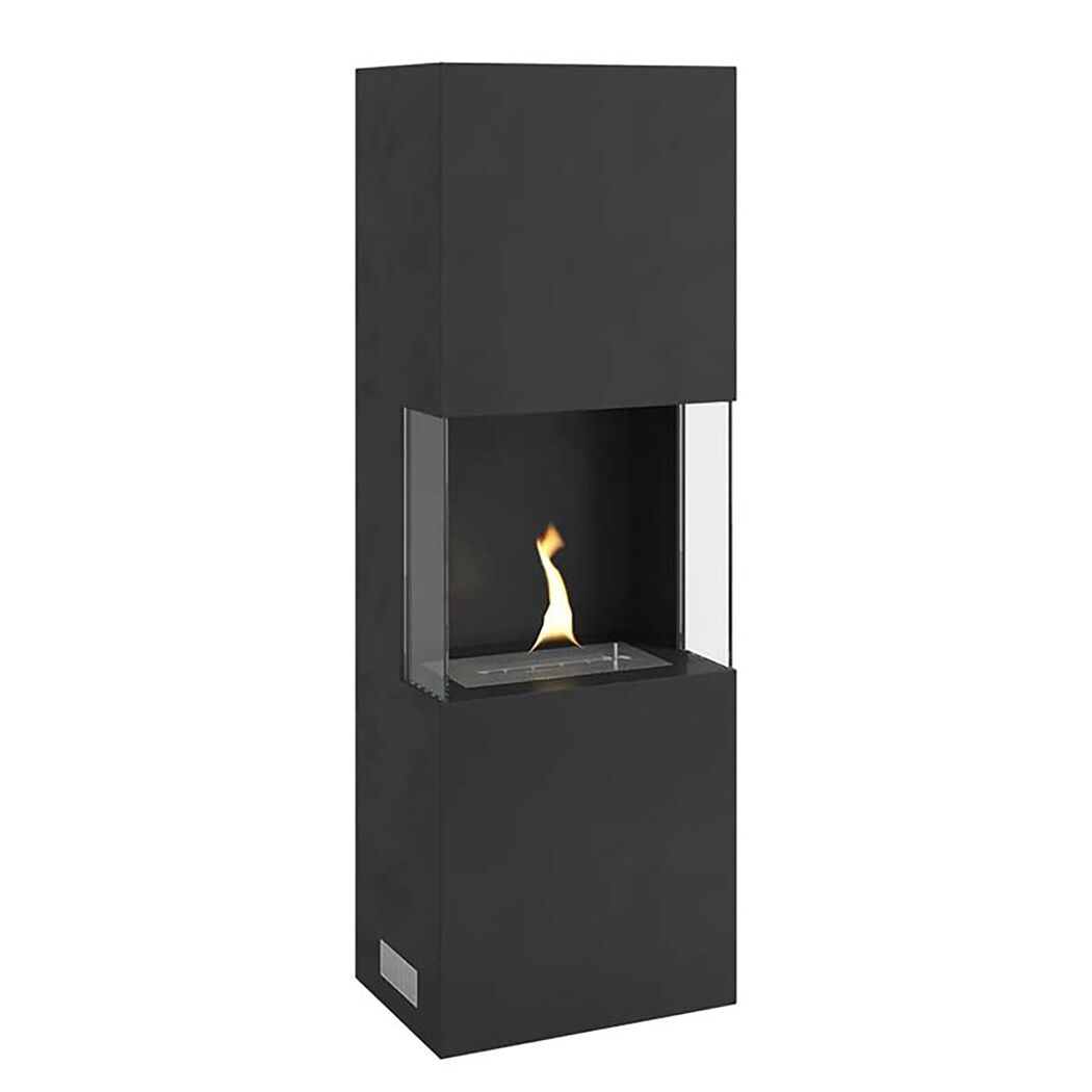 Schwarzer Ambientekamin Indie mit Flamme