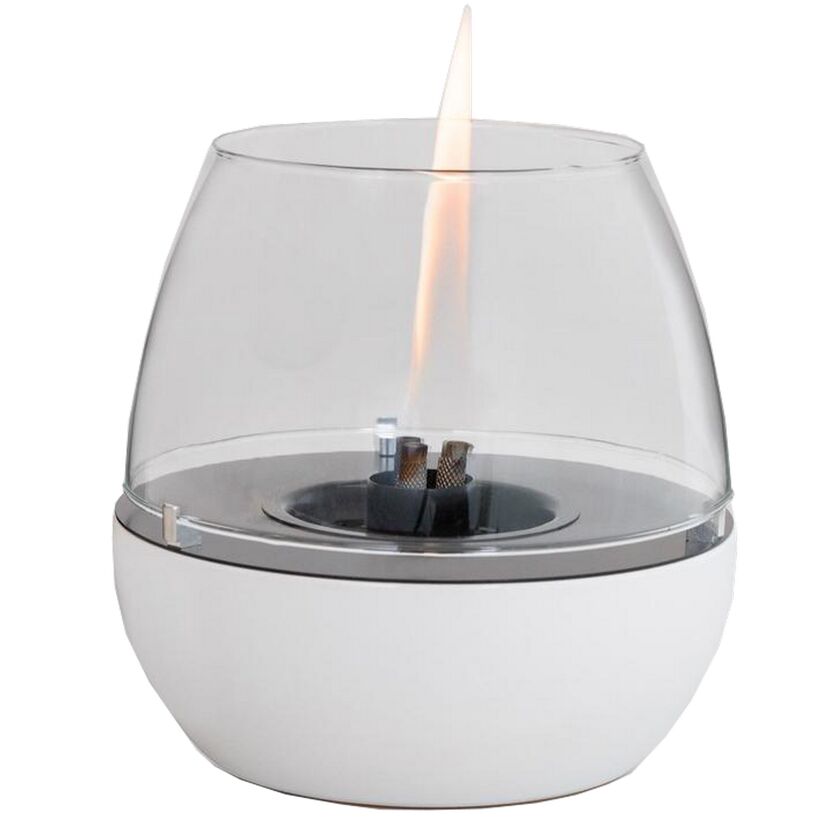 Tischfeuer TULPE mit weißem Fuß und Flamme