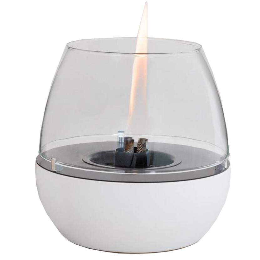Tischfeuer TULPE mit weißem Fuß und Flamme