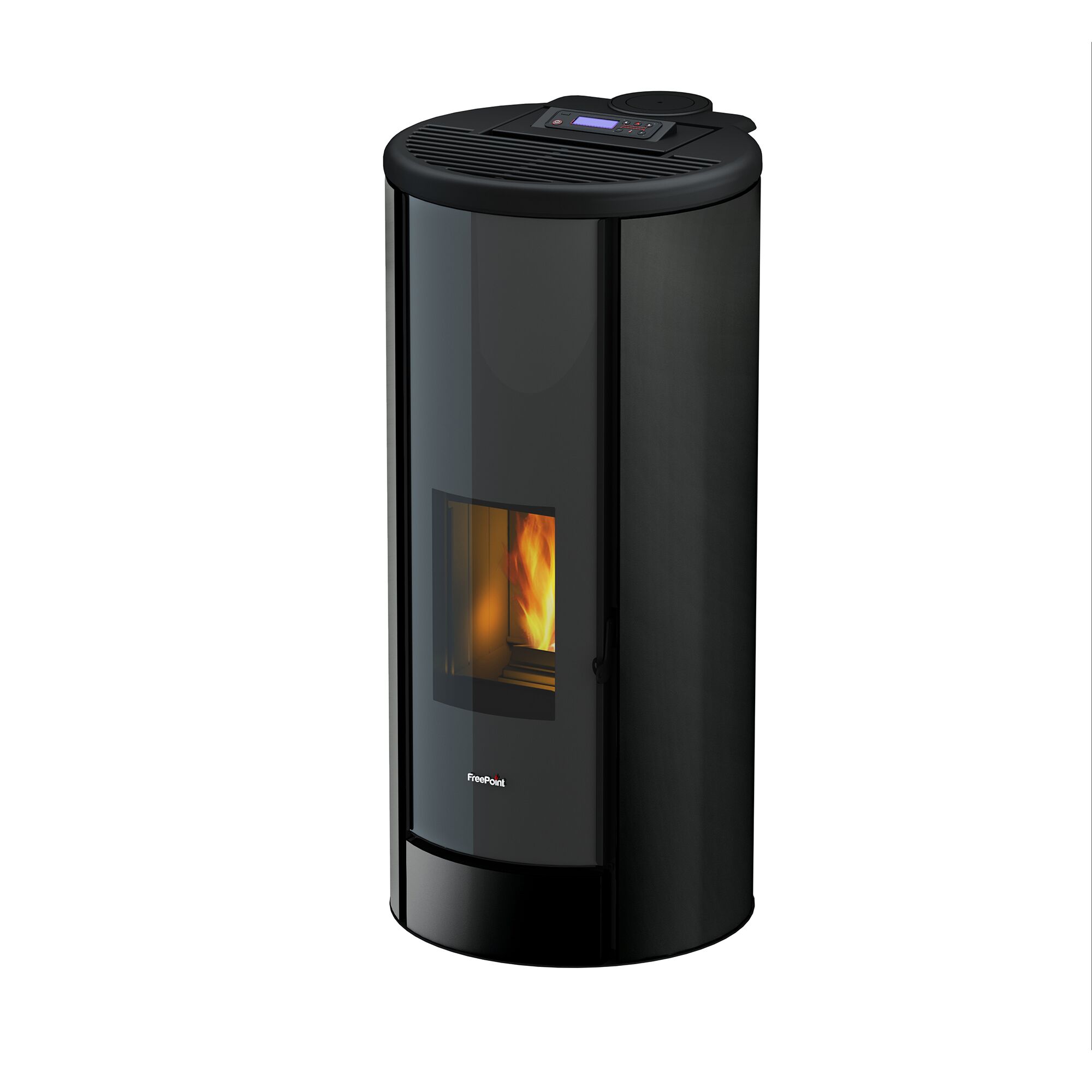 Schwarzer Pelletofen Breeze mit Flamme