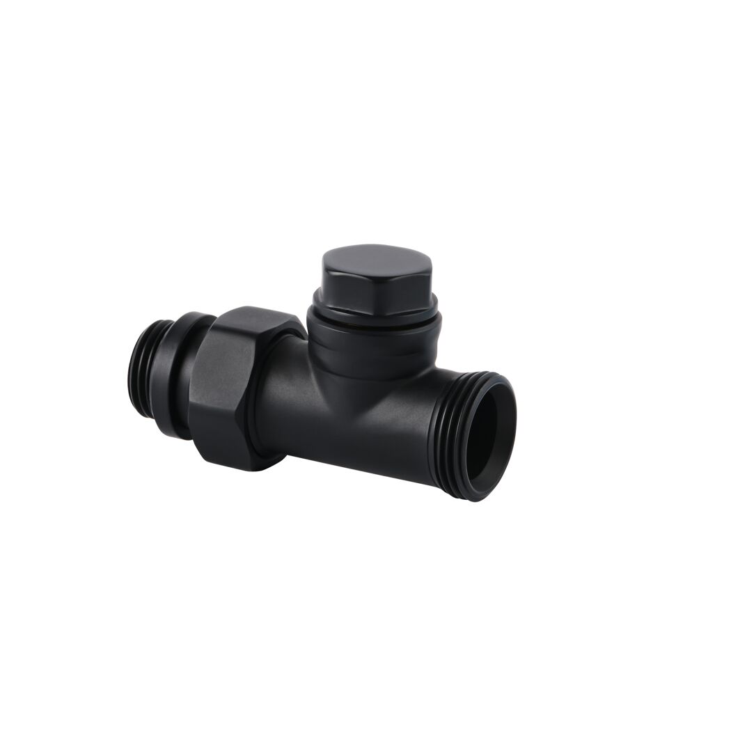 Schwarze Radiator-Verschraubung in Durchgangsform 1/2"