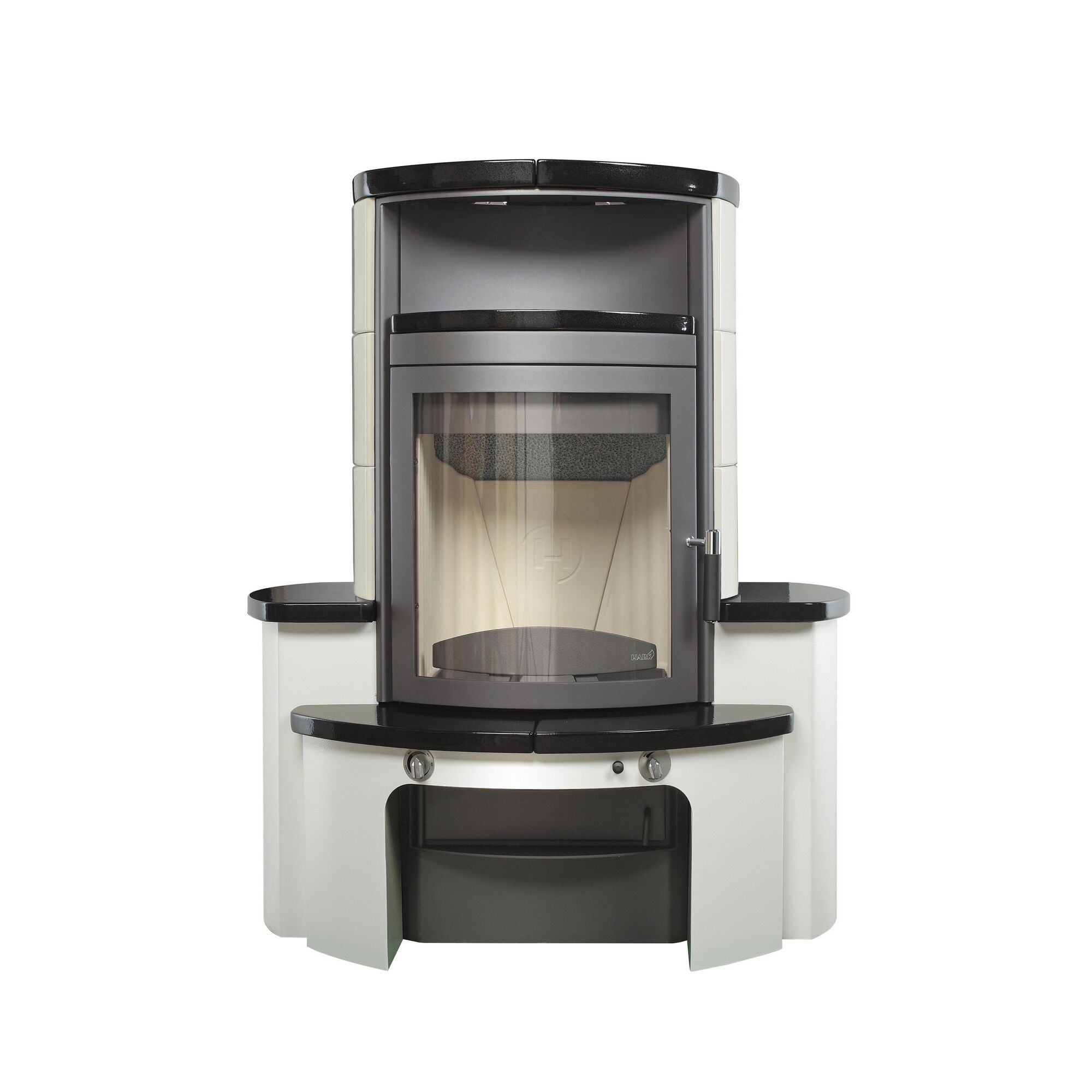 Weißer und schwarzer Kaminofen Avenso GT ECOplus 8 kW