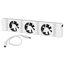 Weißer HK-Ventilator mit drei Lüftern und Kabel