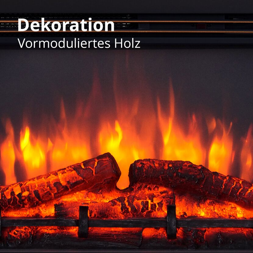 Künstliches Kaminfeuer mit Holzscheiten