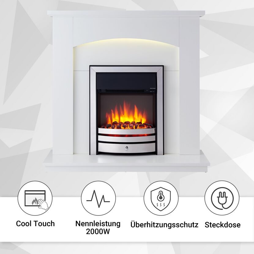 Elektrokamin 'Cosma' chromfarben 2 kW