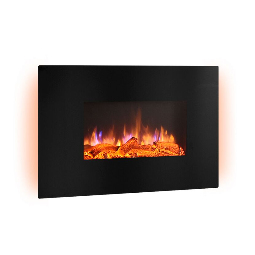 Schwarzer Elektrokamin mit Flammen