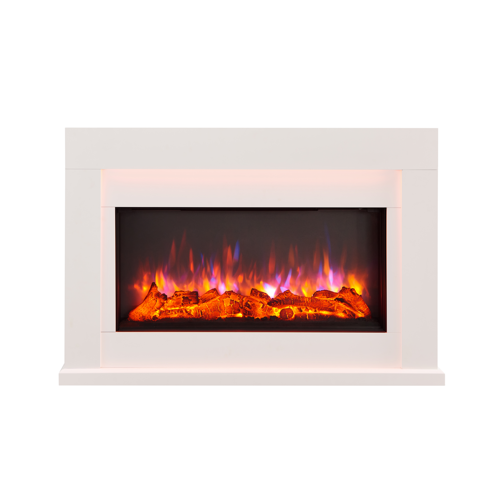 Elektro-Standkamin 'Castor' weiß 2000 W, 3D-Flammeneffekt Fernbedienung 122,2 x 78,9 x 27,6 cm + product picture