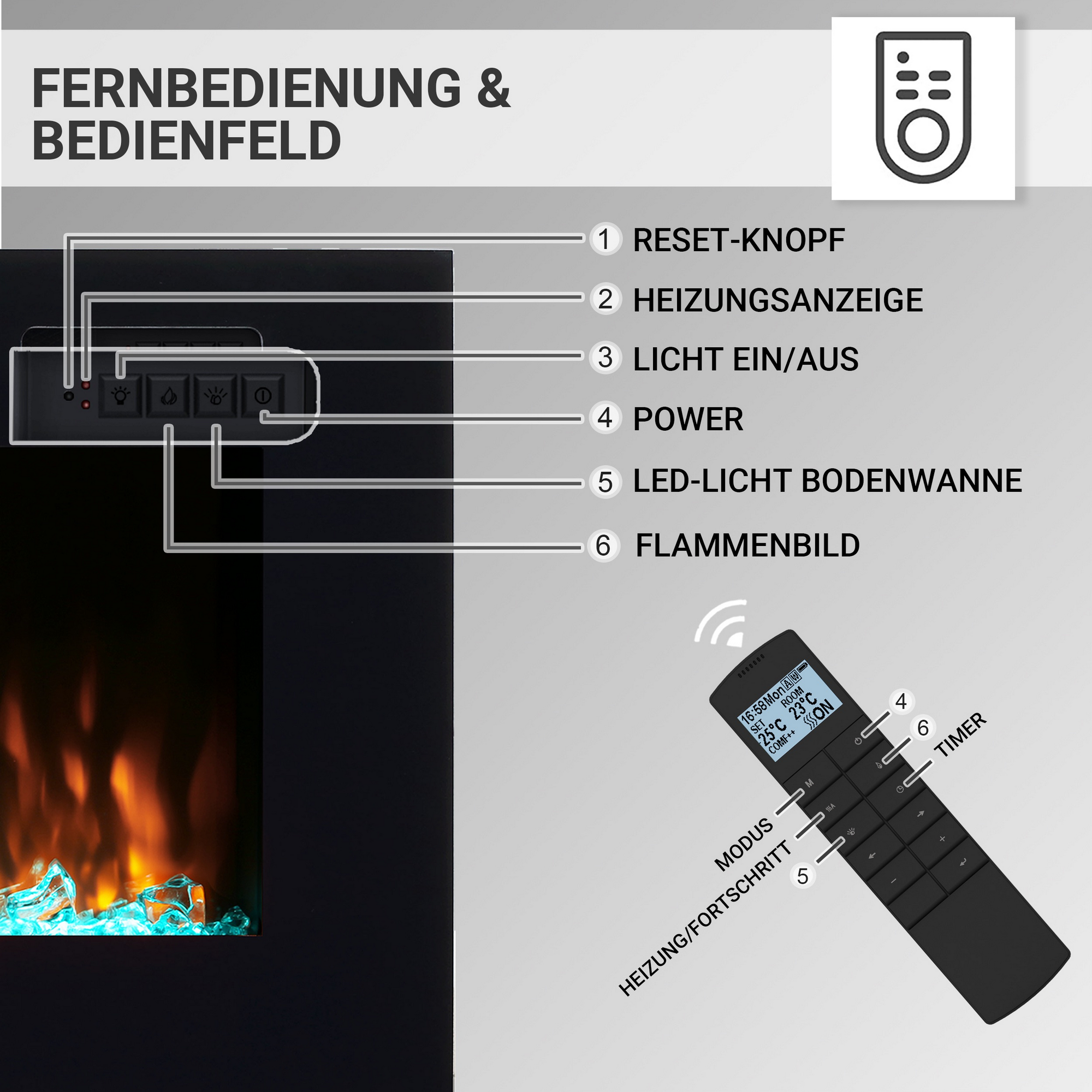 Elektrokamin 'Fiamma 60' schwarz 2 kW + product picture