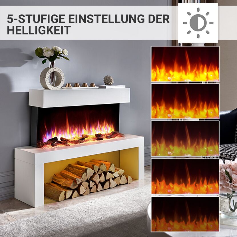 Elektrokamin mit verschiedenen Helligkeitsstufen