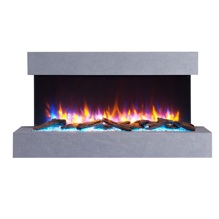 Elektrokamin mit blau-orangenen Flammen