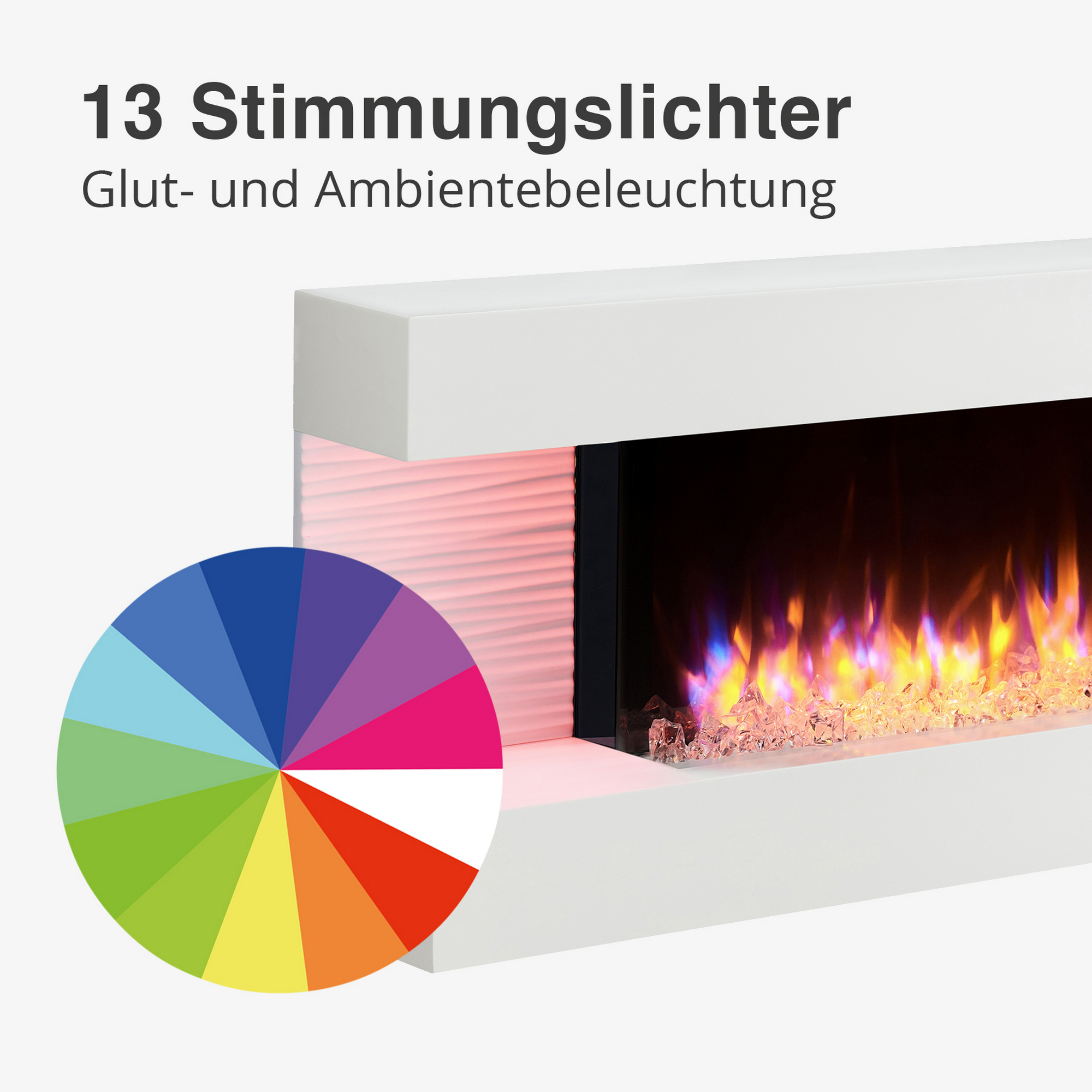 Elektro-Standkamin 'Hestia' weiß 2000 W, 3D-Flammeneffekt Fernbedienung 152 x 58,9 x 25 cm + product picture