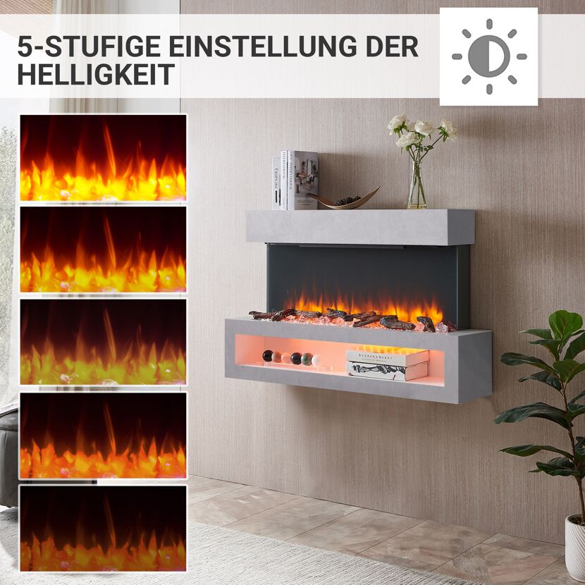 Elektrokamin mit verschiedenen Helligkeitsstufen