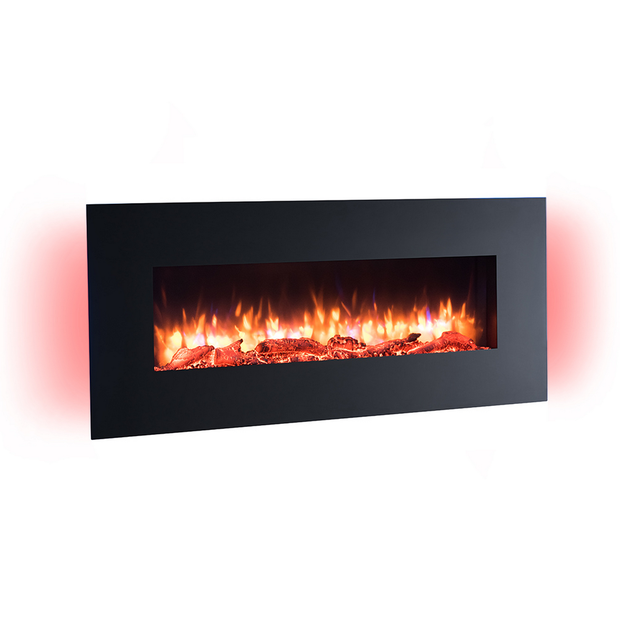 Elektro-Wandkamin 'Vanadis' schwarz 2000W, 3D-Flammeneffekt Fernbedienung 128 x 55 x 13,9 cm + product picture