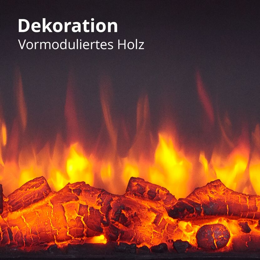 Glühende Holzscheite im Elektrokamin
