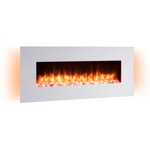 Elektro-Wandkamin 'Yoash' weiß 2000 W, 3D-Flammeneffekt Fernbedienung 128 x 55 x 13,9 cm
