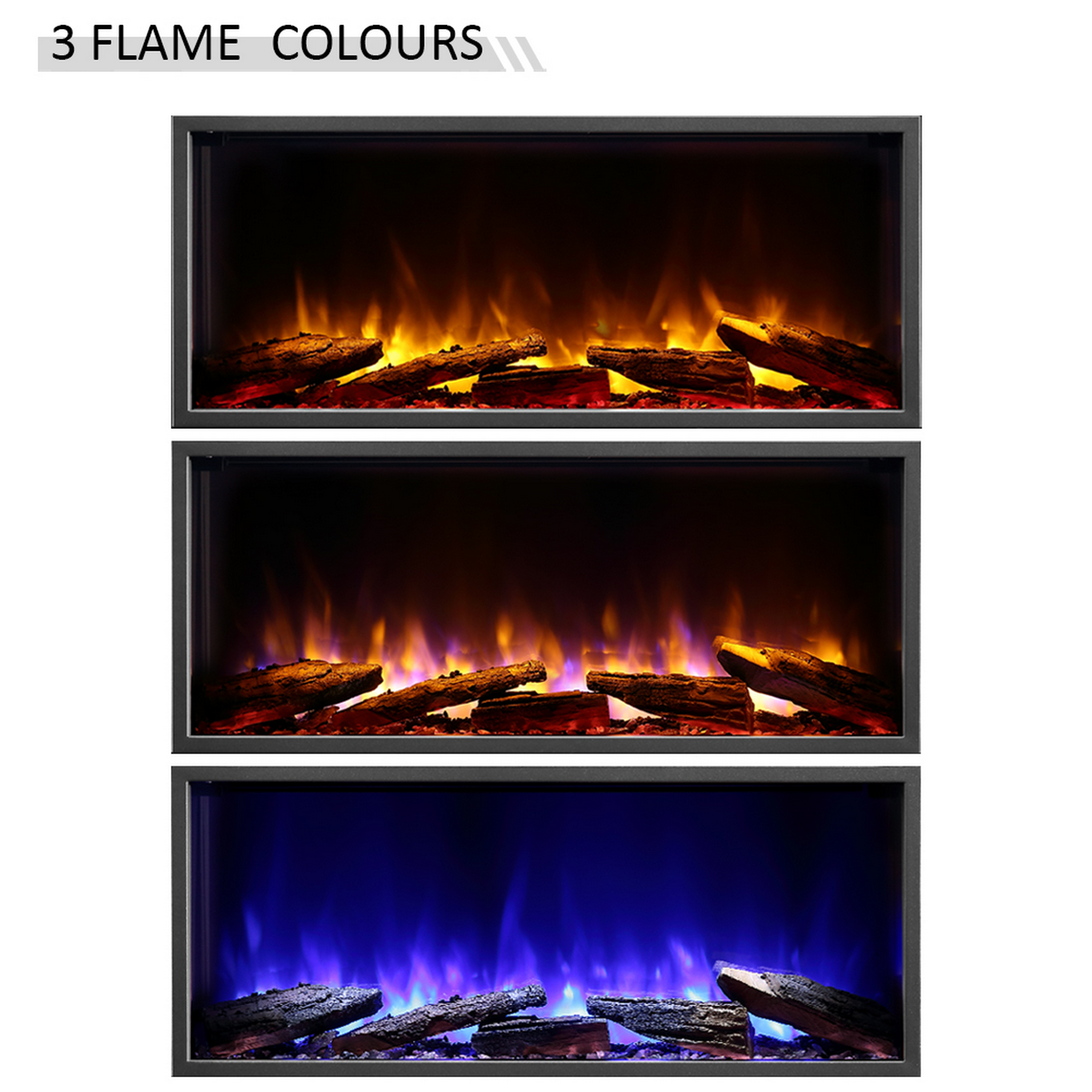Elektro-Einbaukamin 'Amazona 36' schwarz 2000 W, Wifi 3D-Flammeneffekt Fernbedienung 93,2 x 56 x 21 cm + product picture