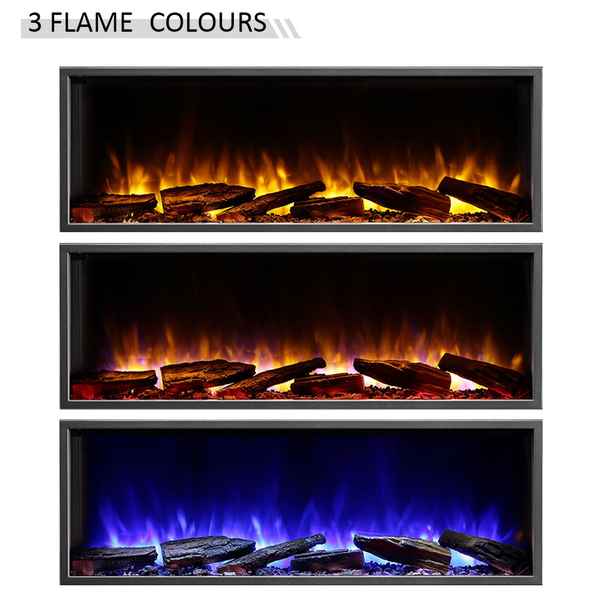 Elektro-Einbaukamin 'Amazona 44' schwarz 2000 W, Wifi 3D-Flammeneffekt Fernbedienung 113,2 x 56 x 21 cm + product picture