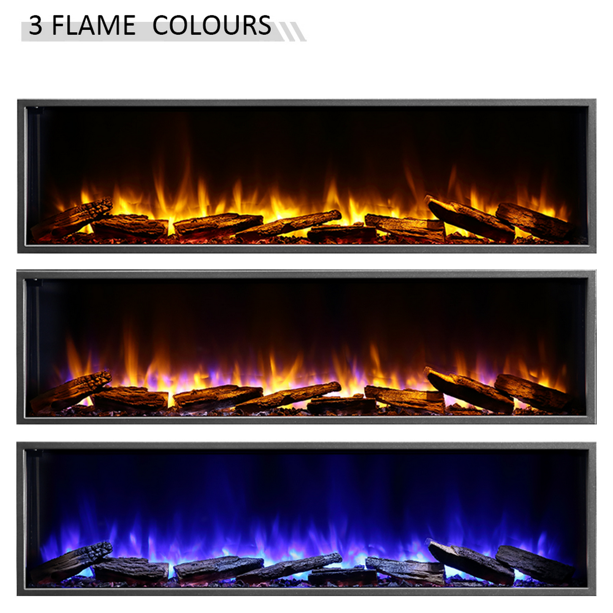 Elektro-Einbaukamin 'Amazona 56' schwarz 2000 W, Wifi 3D-Flammeneffekt Fernbedienung 143,2 x 56 x 21 cm + product picture